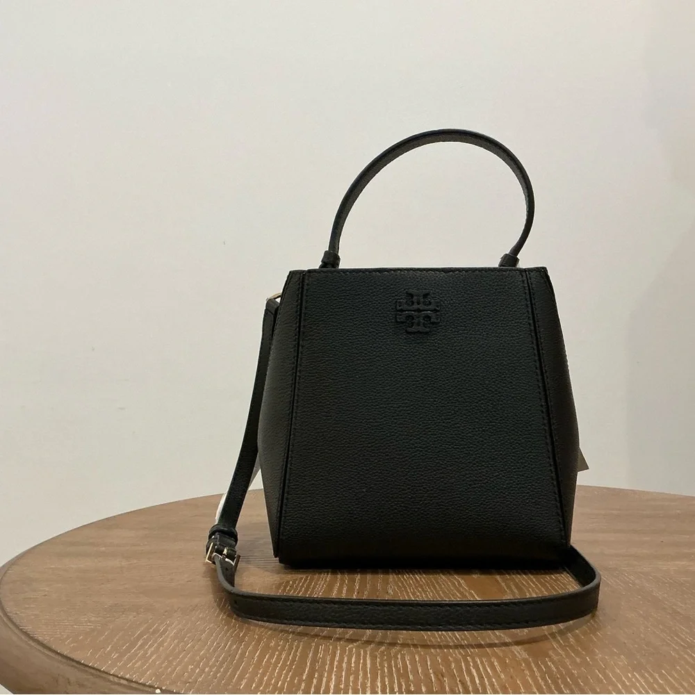 Tory Burch Megraw Leather Small Bucket Bag